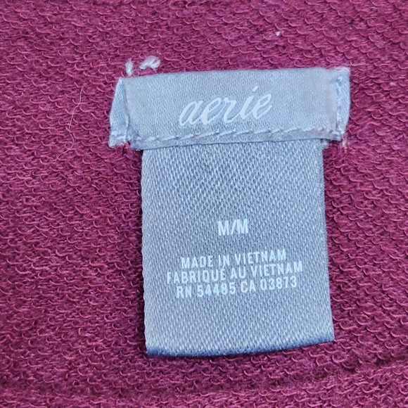 Aerie Woman’s 3/4 Sleeve Wine Peplum Round Neck Sweater Size Medium - Picture 3 of 5